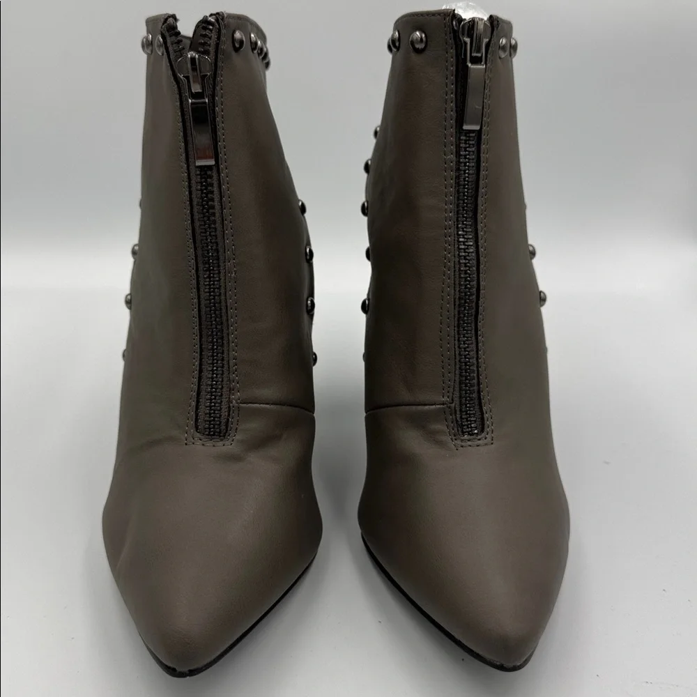 Mark Open Heel Booties gray upper stud accents zipper closure block heel Size 7